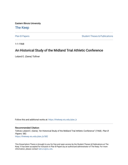 An Historical Study of the Midland Trial Athletic Conference