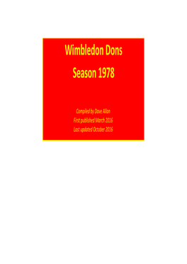 Wimbledon Dons Season 1978