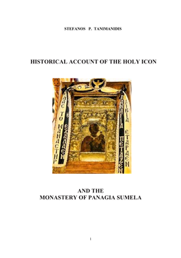 Historical Account of the Holy Icon and the Monastery of Panagia Sumela