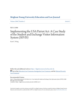 Implementing the USA Patriot Act: a Case Study of the Student and Exchange Visitor Information System (SEVIS) Kam C