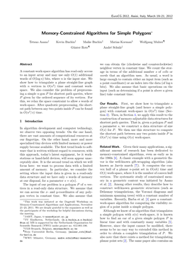 Memory-Constrained Algorithms for Simple Polygons∗