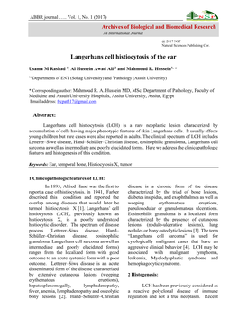 Langerhans Cell Histiocytosis of the Ear -.:: Natural Sciences Publishing