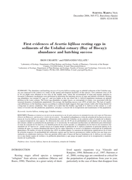 First Evidences of Acartia Bifilosa Resting Eggs in Sediments of the Urdaibai Estuary (Bay of Biscay): Abundance and Hatching Success