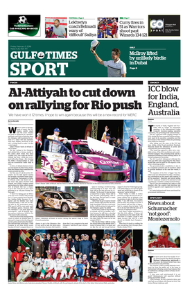 Al-Attiyah to Cut Down on Rallying for Rio Push