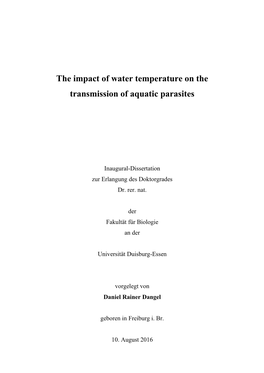 The Impact of Water Temperature on the Transmission of Aquatic Parasites