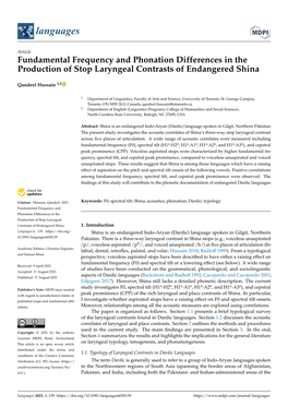 Fundamental Frequency and Phonation Differences in the Production of Stop Laryngeal Contrasts of Endangered Shina