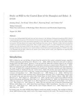 Study on SGD in the Coastal Zone of the Huanghai and Bohai: a Review