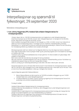 Interpellasjonar Og Spørsmål Til Fylkestinget, 29.September 2020