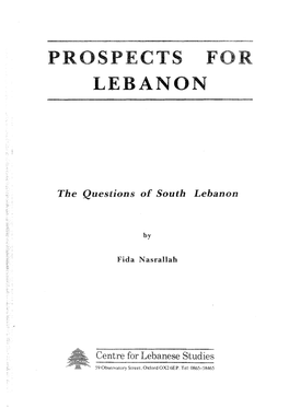 Prospects for Lebanon