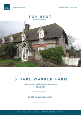 For Rent 5 Hare Warren Farm Cottages