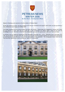 PETREAN NEWS WINTER 2006 by Ann Munro, Development Officer