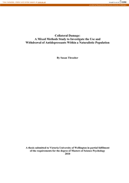 A Mixed Methods Study of Antidepressant Use and Withdrawal