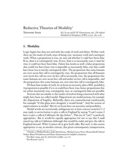 Reductive Theories of Modality∗ Theodore Sider M