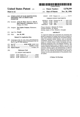 ||||||III US005578599A United States Patent (19) 11 Patent Number: 5,578,599 Diani Et Al