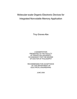 Molecular-Scale Organic Electronic Devices for Integrated Nonvolatile Memory Application