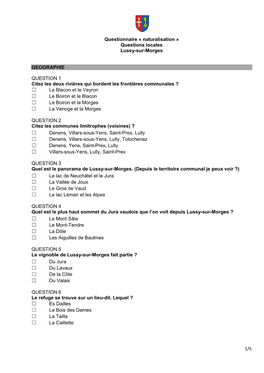 Naturalisation » Questions Locales Lussy-Sur-Morges