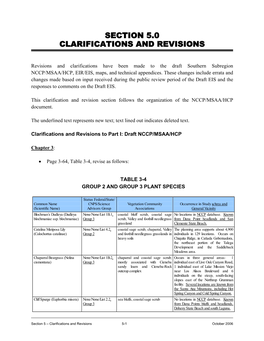 Orange County Southern Subregion HCP Clarifications and Revisions.Pdf