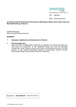 Ref: Rmcg/AI Date: 25 February 2019 a Meeting of the Planning Board