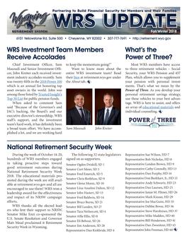National Retirement Security Week WRS Investment Team Members