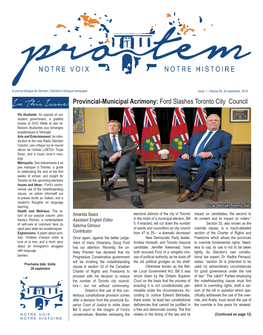 In This Issue: Provincial-Municipal Acrimony: Ford Slashes Toronto City Council