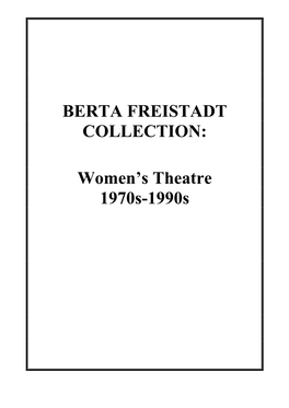 Berta Freistadt Collection