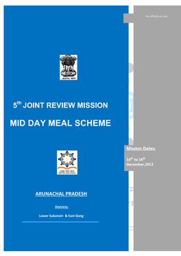 5Th JRM-Arunachal Pradesh: 10Th -19Th December, 2013 0