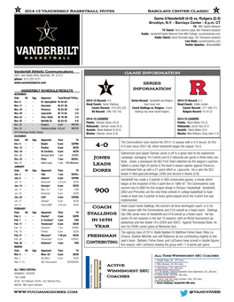 Barclays Center Classic Game 5/Vanderbilt (4-0) Vs