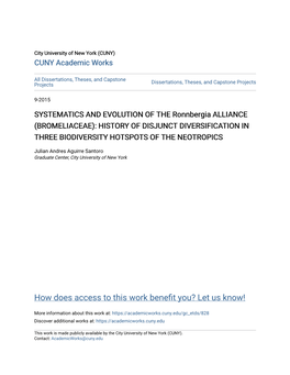 Bromeliaceae): History of Disjunct Diversification in Three Biodiversity Hotspots of the Neotropics