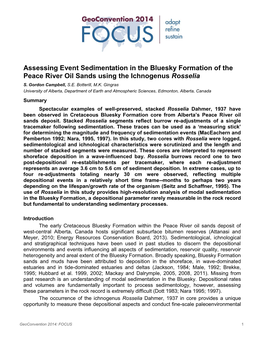 Assessing Event Sedimentation in the Bluesky Formation of the Peace River Oil Sands Using the Ichnogenus Rosselia S