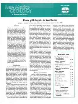 Placer Gold Deposits in New Mexico Are Introduction Located in Fig