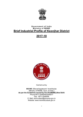 Brief Industrial Profile of Keonjhar District 2017-18