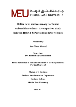 Online News Services Among Jordanian Universities Students: a Comparison Study Between Hybrid & Pure Online News Websites