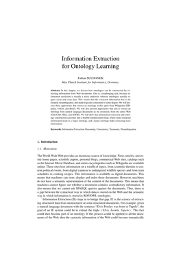 Information Extraction for Ontology Learning