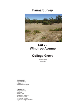 Fauna Survey Lot 70 Winthrop Avenue College Grove