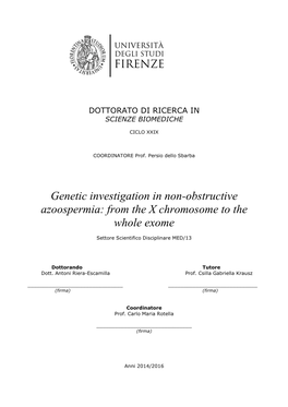Genetic Investigation in Non-Obstructive Azoospermia: from the X Chromosome to The