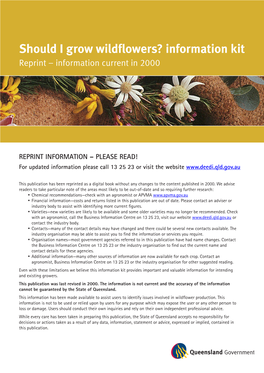 Should I Grow Wildflowers? Information Kit Reprint – Information Current in 2000