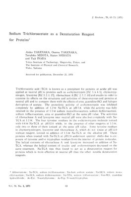 Sodium Trichloroacetate As a Denaturation Reagent for Proteins*