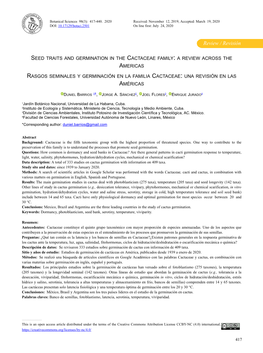 Seed Traits and Germination in the Cactaceae Family: a Review Across the Americas