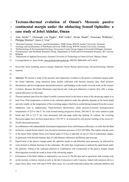 Tectono-Thermal Evolution of Oman's Mesozoic Passive 2 Continental Margin Under the Obducting Semail Ophiolite: a 3 Case Study of Jebel Akhdar, Oman