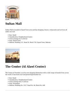 (Al Alawi Center),Tala Plaza,Sitra Mall,Seef Isa Town
