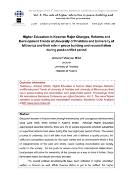 Higher Education in Kosovo