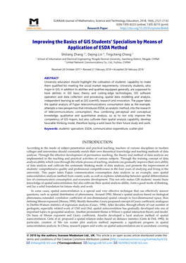 Improving the Basics of GIS Students' Specialism by Means of Application