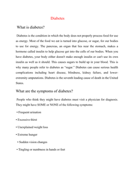 Diabetes What Is Diabetes? What Are the Symptoms of Diabetes?