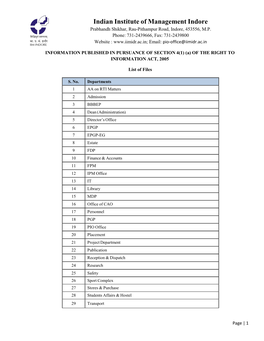 Indian Institute of Management Indore Prabhandh Shikhar, Rau-Pithampur Road, Indore, 453556, M.P