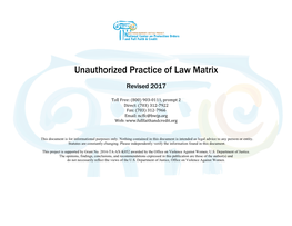 Unauthorized Practice of Law Matrix