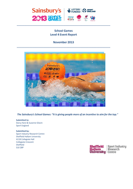 School Games Level 4 Event Report November 2013