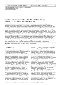 Secondary and Tertiary Poisoning Risks Associated