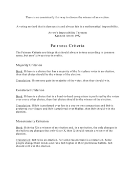 Fairness Criteria