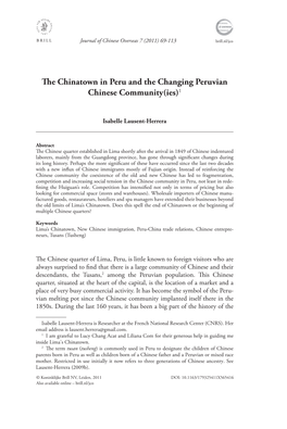 The Chinatown in Peru and the Changing Peruvian Chinese Community(Ies)1