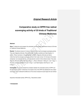 Original Research Article Comparative Study on DPPH Free Radical